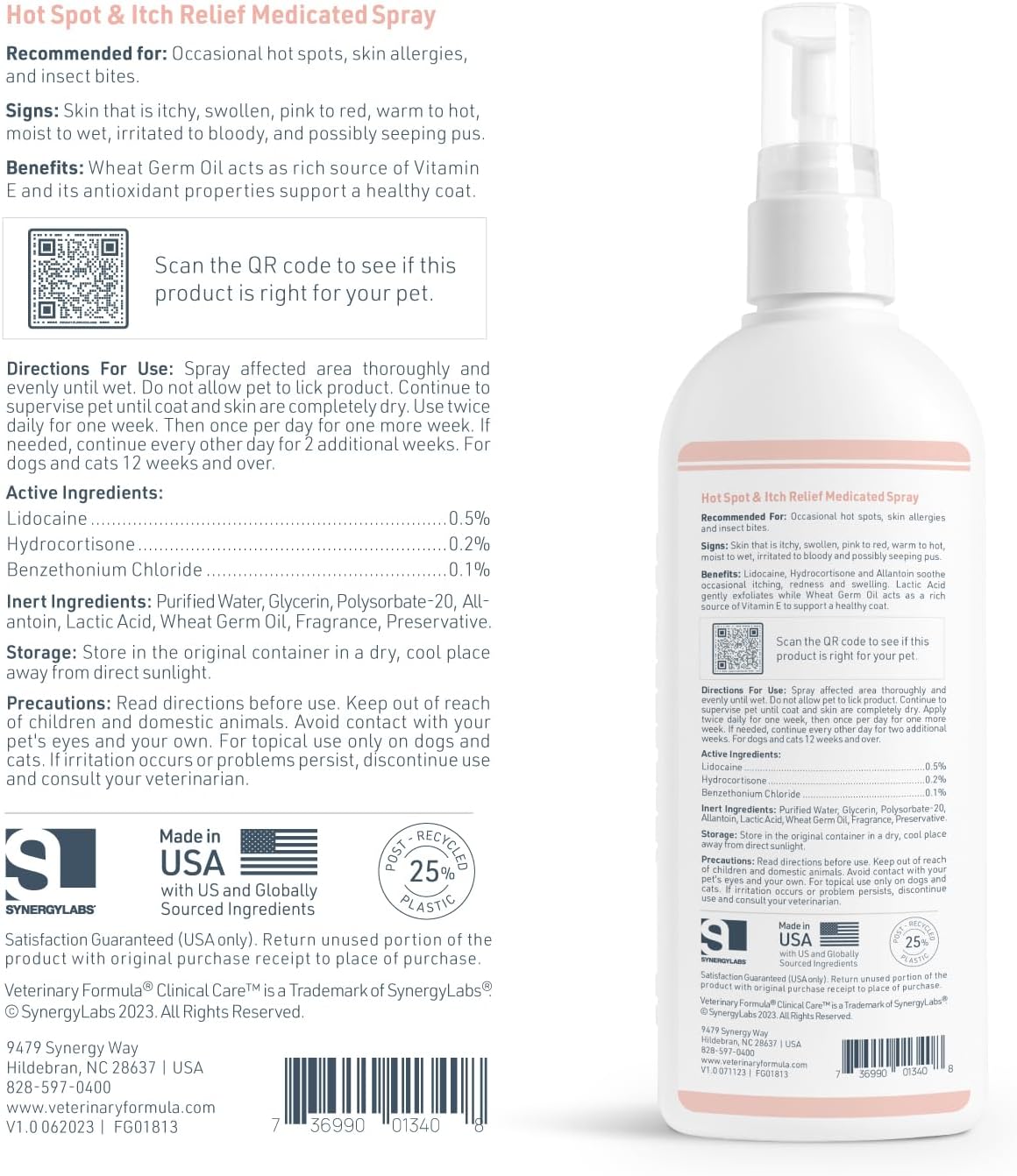 Veterinary Formula Hot Spot Itch Relief Spray Ingredients