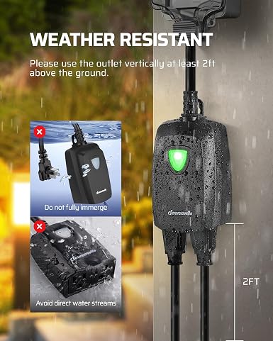Water Resistant Outdoor Wireless Remote Control Outlet